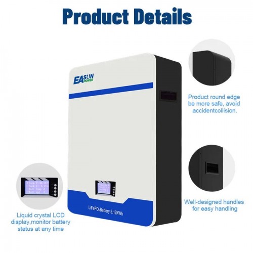 EASUN POWER 51.2 V 200 Ач LiFePO4 акумулятор 5 кВт сонячна акумуляторна батарея RS485 CAN BMS 6000 циклів 10 років гарантії